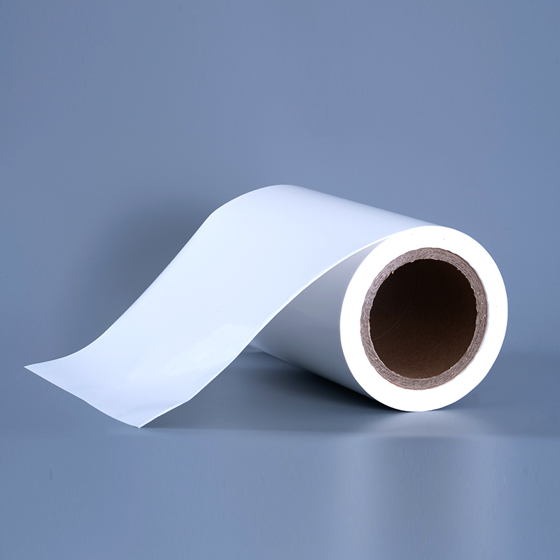 Bahan label filem vinil 25mic gloss dengan roll jumbo pelekat akrilik untuk percetakan inkjet