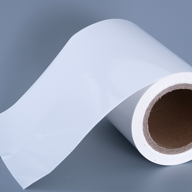 Bahan label filem vinil 25mic gloss dengan roll jumbo pelekat akrilik untuk percetakan inkjet