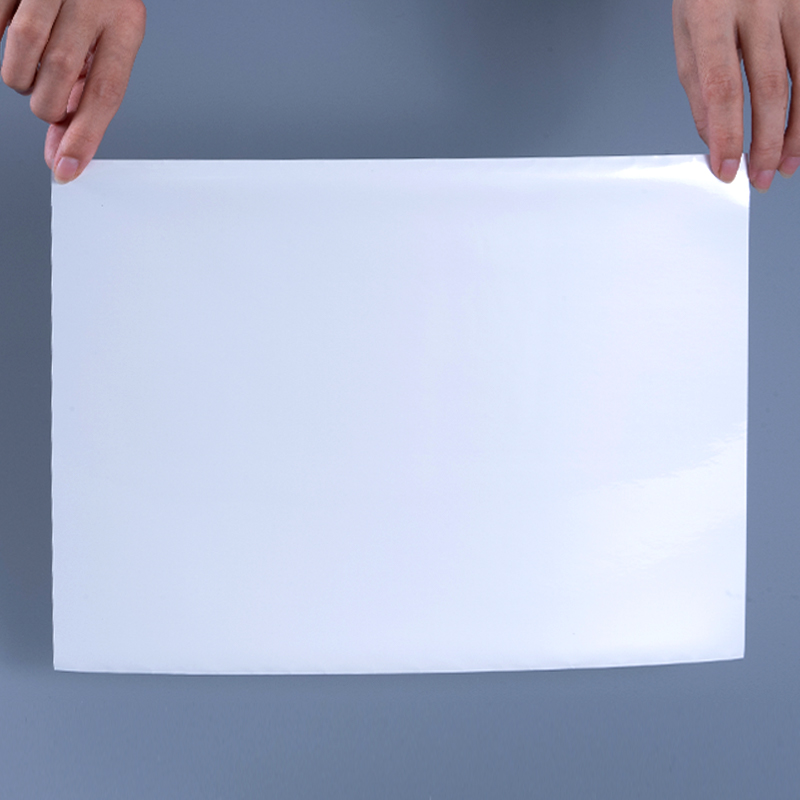 Label Pelekat Diri Glossy White Aluminized Polyester White White White Whine With Air Acrylic Ocrylic untuk Percetakan Inkjet